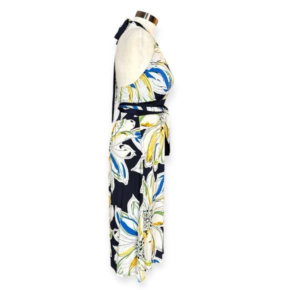 LILY NAVY FLORAL RESORT STYLE HALTER MIDI DRESS **NWT** - Picture 5 of 11